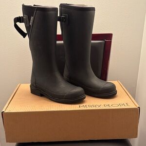 New Tall Waterproof Merry People Darcy Boot Black Women's Rain Boots Size 6-6.5